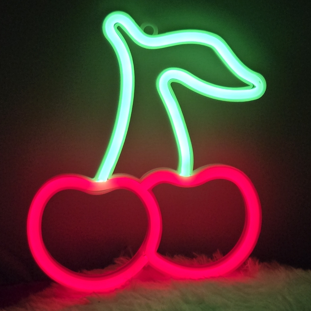 Cherry Neon LED Wall Sign Fruitcore Kitsch Kitchen Decor Cheerful Room Light